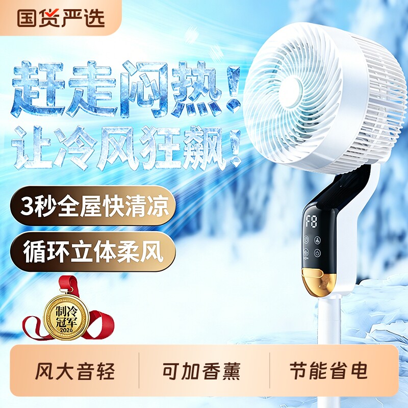 电风扇家用空气循环扇大风扇落地扇静音遥控立式摇头风扇客厅卧室