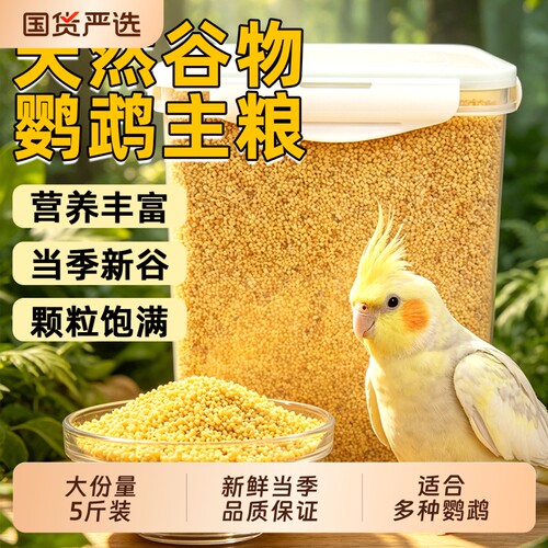 鸟粮新黄谷子中小型鹦鹉饲料食虎皮玄凤牡丹带壳小米食物新鲜粮食