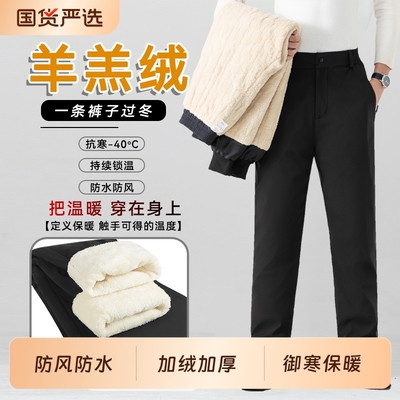 啄木鸟男士羊羔绒加绒加厚棉裤男冬季东北防风防水防寒冲锋裤男款