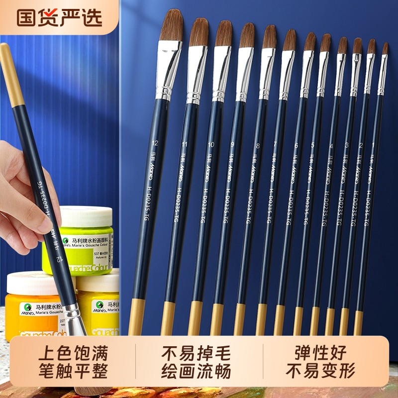 马利狼毫水粉笔美术生专用