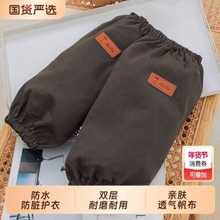 帆布套袖防水秋冬加大棉服厨房男女护袖头筒防油耐磨加宽黑色灰色