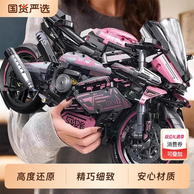 星涯优品赛博宝马摩托车高难度拼装积木模型摆件男孩礼物6岁9玩具