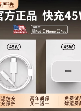 【iPhone17首选】45W快充适用苹果17ProMax充电器PD30W正品16插头15手机typec数据线ipad闪充14一套装12原13