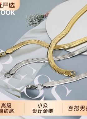 sooshare钛钢项链男蛇骨链项链宽刀片链高级感男款小众设计颈链