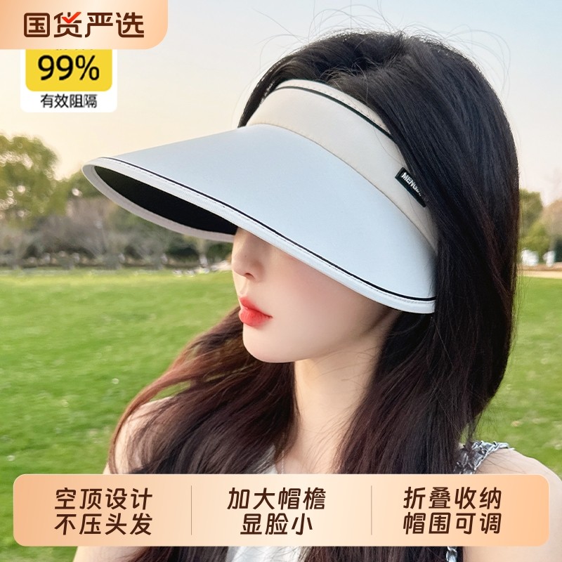 2025新款夏大帽檐全脸防晒防紫外线空顶遮阳帽子女骑行遮脸太阳帽