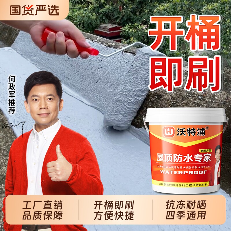 沃特浦屋顶家用防水涂料室外楼顶天台外墙面楼顶漏水补漏王防水漆
