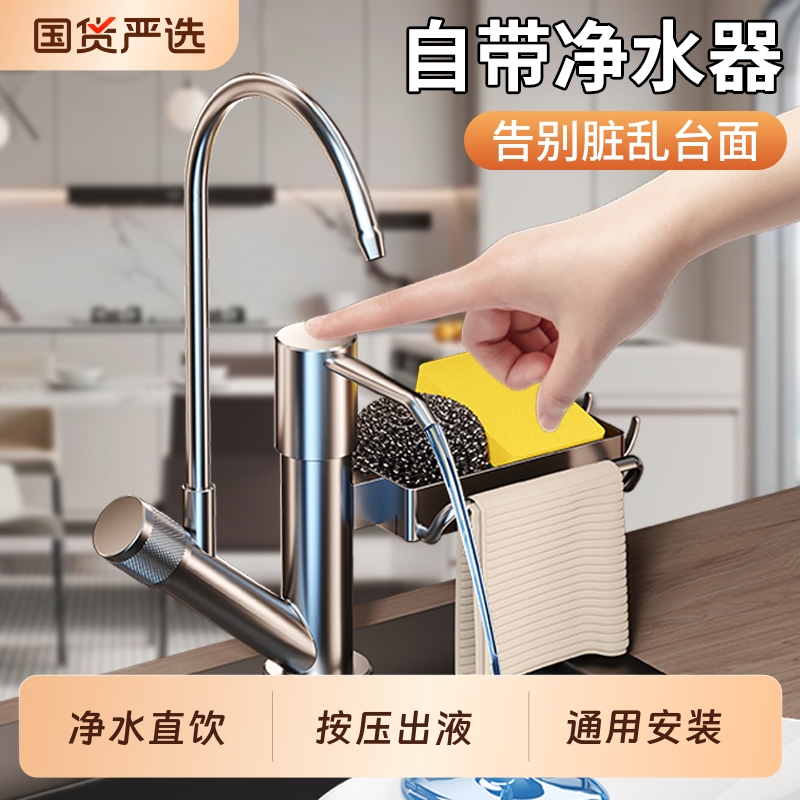 厨房水槽皂液器洗菜盆洗洁精压取器带净水龙头净化器净水器出液