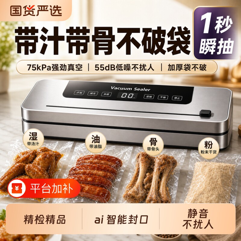 食品真空机封口机包装机抽真空密封机小型家用保鲜机大吸力全自动