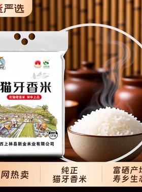 正宗猫牙香米广西寿乡上林特产农家晚稻籼米新米细长大米真空生态