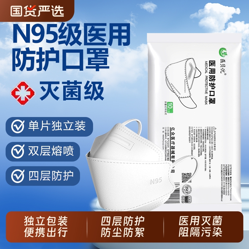 医贝优n95级医用防护口罩一次性口罩医护口罩女高颜值2025新款