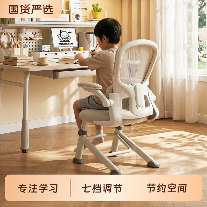 青少年专用学习椅子久坐儿童初中学生家用书桌人体工学桌椅可升降图片