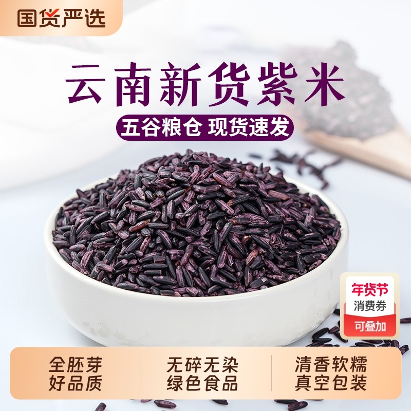 【正宗】紫米血糯米云南墨江2025年黑糯粽子米饭团材料500g血