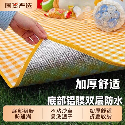 野餐垫防潮垫加厚户外地垫便携露营防水帐篷草坪坐垫铝膜折叠铝箔