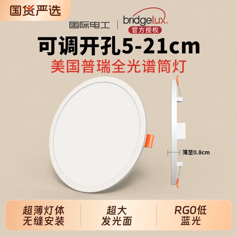 开孔面板灯超薄筒灯6w9w15w21w3寸4寸6寸嵌入式孔灯客厅明装自由图片