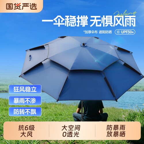 领路人钓鱼伞2026新款户外专用钓鱼遮阳伞防晒拐杖大钓伞加固伞面