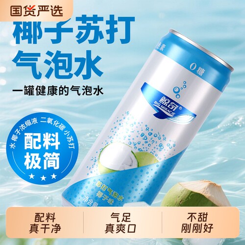 鲸奇苏打水气泡水6罐原味无糖0卡