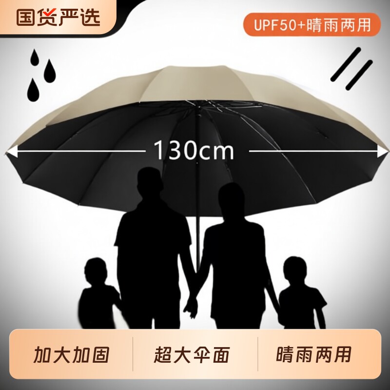 超大号雨伞加大加厚加固男士双人三人伞晴雨两用手动折叠遮阳伞女图片