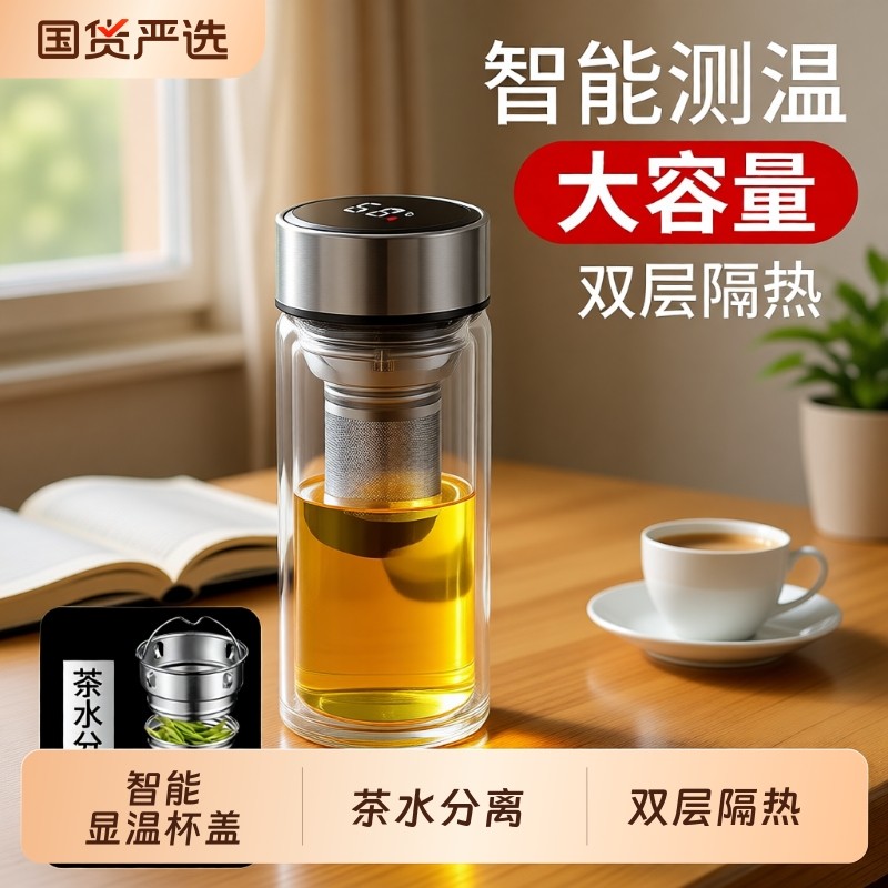 双层玻璃杯隔热加厚大容量家用泡茶杯男女玻璃水杯耐高温保温茶水