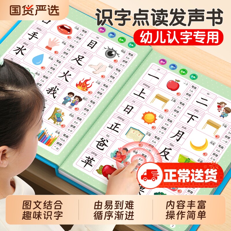 儿童识字大王3000字点读发声书幼小衔接一年级幼儿园儿童认字卡片