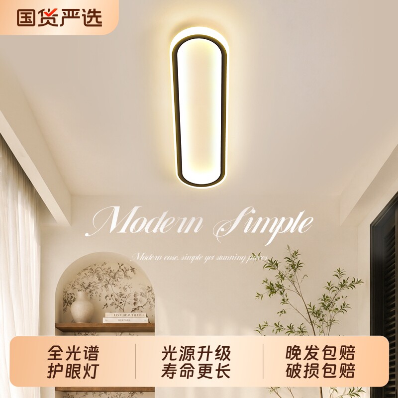 过道灯走廊灯家用现代简约超薄吸顶灯入户玄关灯长条阳台灯具卧室图片