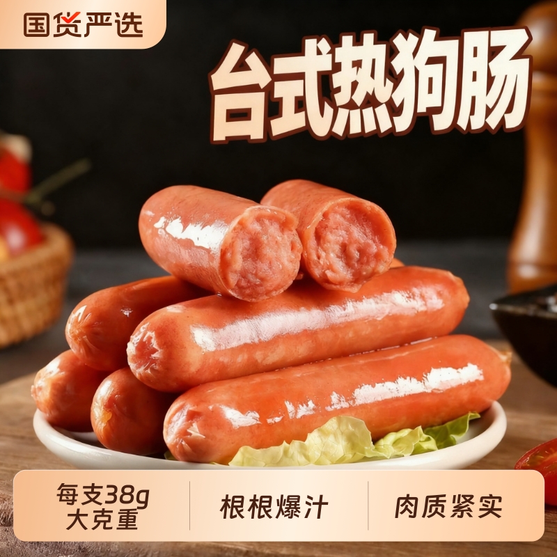 台湾烤肠热狗台式香肠淀粉脆骨肉肠商用红肠纯空气炸锅食材早餐