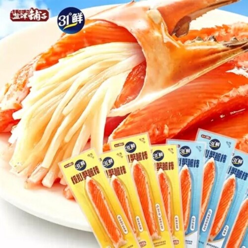 盐津铺子松叶手撕蟹柳真蟹肉225g即食添加小零食低脂肪模拟蟹肉棒