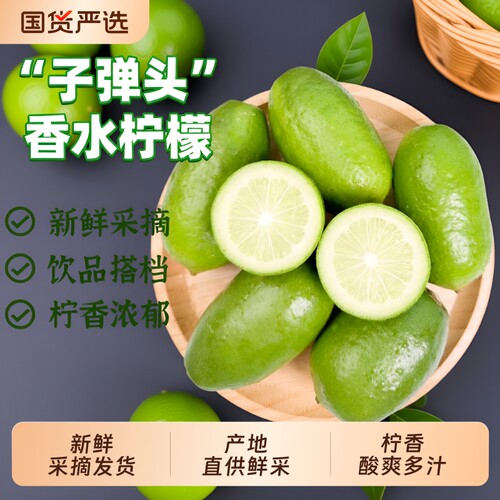 香水柠檬5斤新鲜青柠檬子弹头柠檬奶茶店专用小青柠无籽当季国货