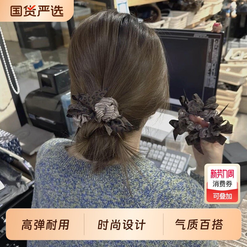 韩系小众编织蝴蝶结大肠发圈女款显发量丸子头发绳高级感马尾头绳