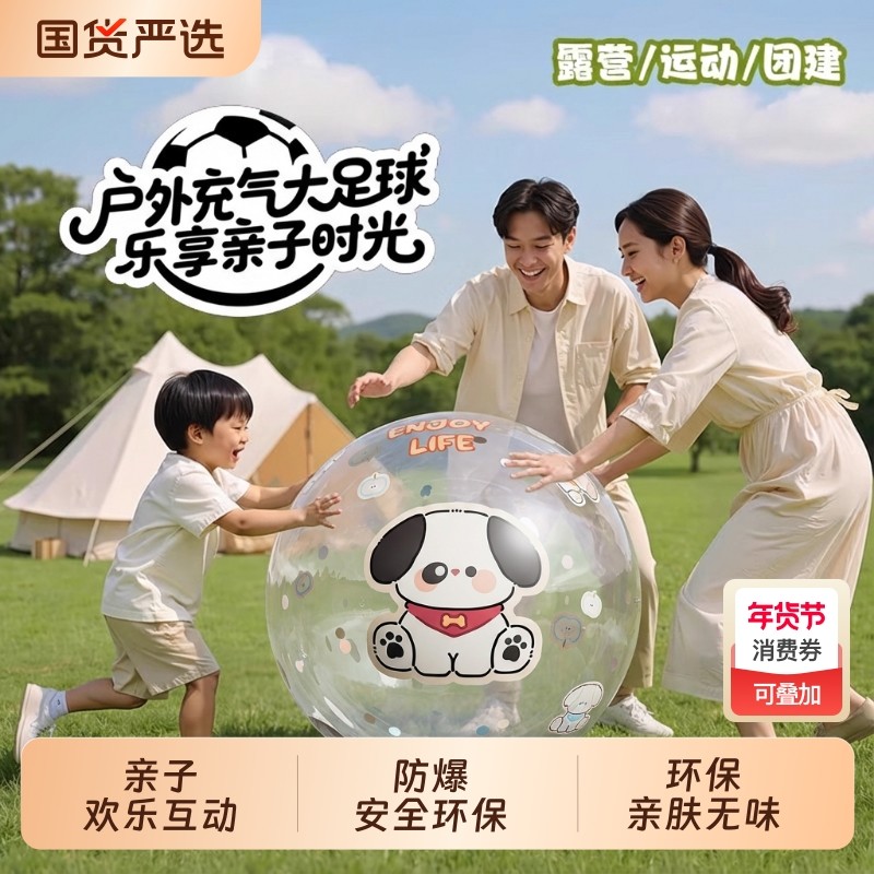 户外充气大足球亲子玩具球儿童皮球专用沙滩草地球公园互动防爆