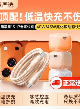 【iPhone17首选】45W适用苹果17ProMax充电器头小冰块iPhone17插头16Pro氮化镓40W快充手机Air数据线15一套装