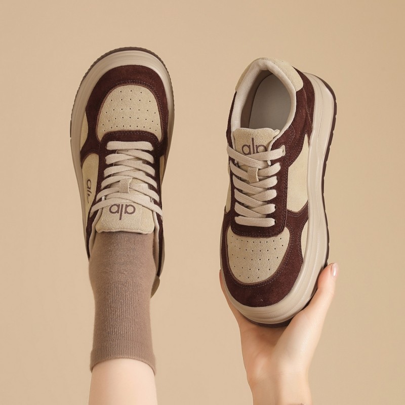 真皮小白鞋女2025年秋季网红爆款厚底增高6cm大头面包鞋休闲板