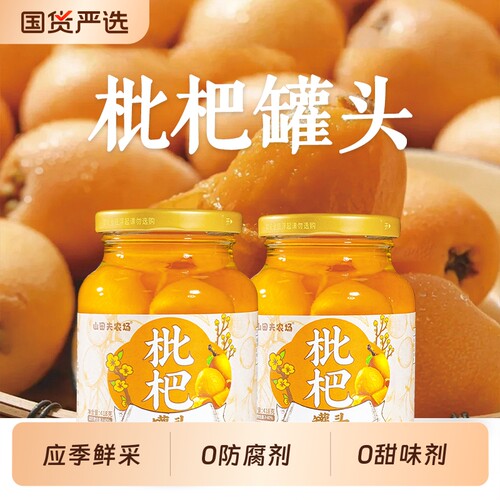 枇杷罐头418g*2罐应季水果罐头果肉饱满舒润清甜特产送礼新鲜大罐