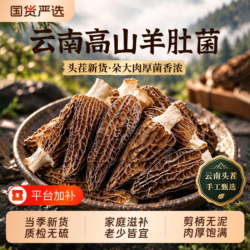 新鲜头茬菌菇野生羊肚菌干货云南煲汤炖鸡美食材包邮无硫国货食用