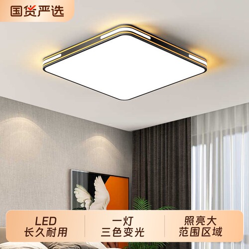 方形客厅吸顶灯智能室内主卧室吊灯具高级感现代简约大气中山古镇