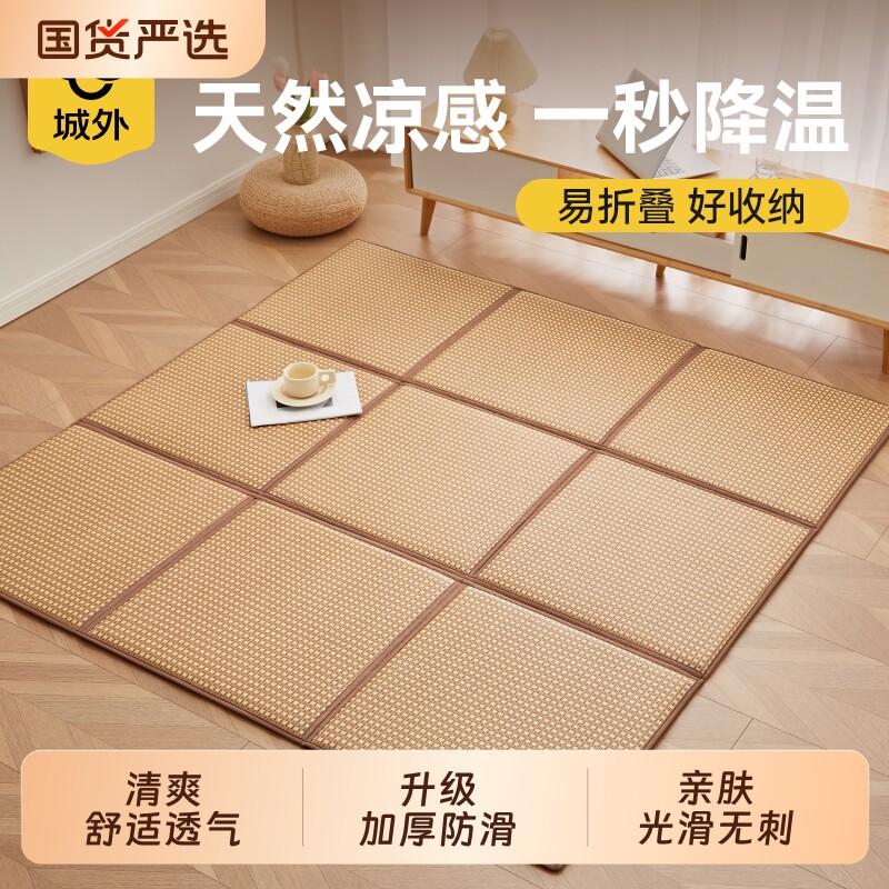 2026新款凉席地垫睡觉打地铺神器榻榻米床垫爬爬垫夏天家用藤席垫