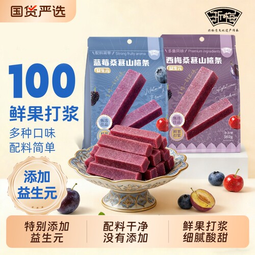 益生元浙梅蓝莓桑葚山楂条502g酸甜无添加儿童小零食西梅解馋原味