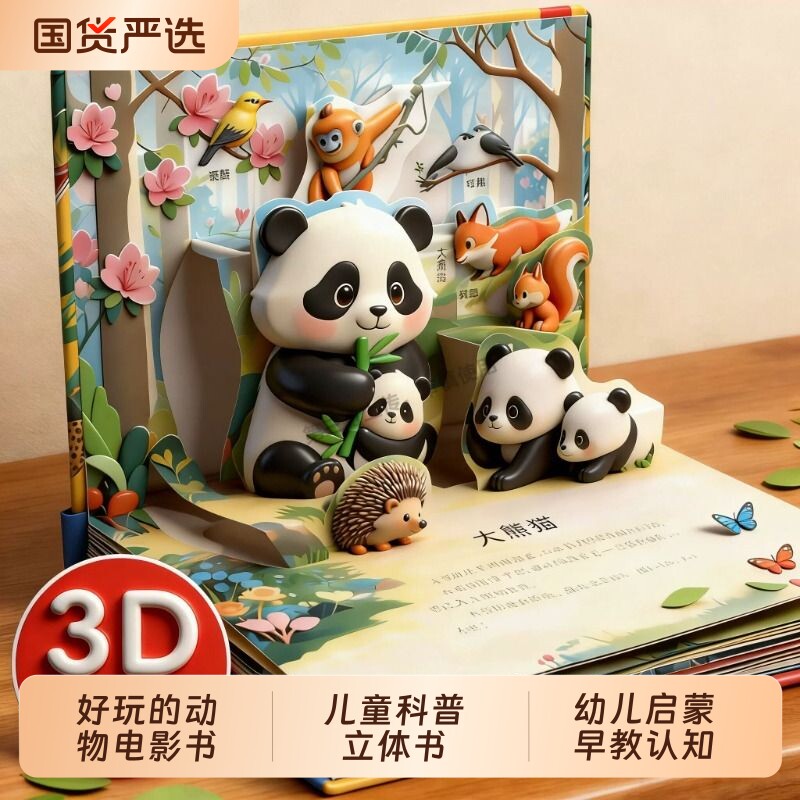 世界动物电影剧场3D立体书籍自然揭秘系列儿童科普立体书学生百科全书幼儿启蒙早教认知绘本翻翻书故事书看图片认动物农场海洋能力