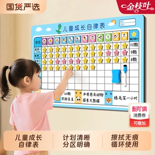 儿童奖励记录表成长自律表幼儿园好习惯养成孩子 积分卡家庭学习计划墙贴贴纸宝宝板小红花打卡奖惩墙上阅读