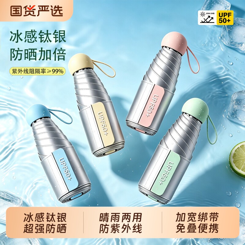 钛银超强防晒遮阳晴雨两用太阳伞图片