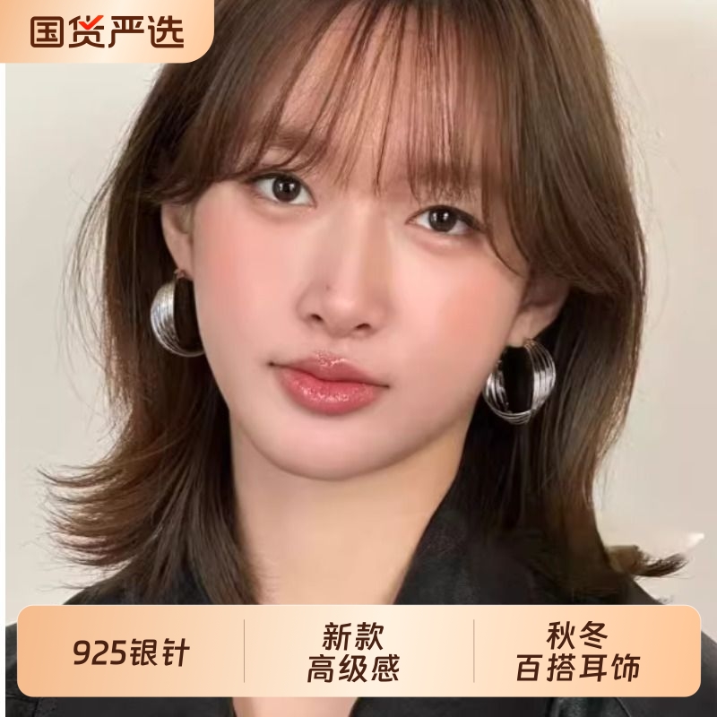 925银针法式扭曲金色圈圈耳环女2025新款爆款高级感耳钉耳饰秋冬