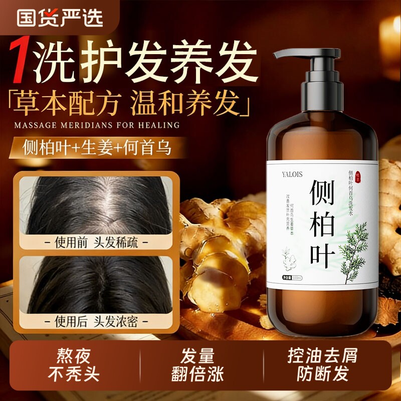侧柏叶洗发水生姜护发固发控油蓬松去屑止痒洗头膏露何首乌男女士