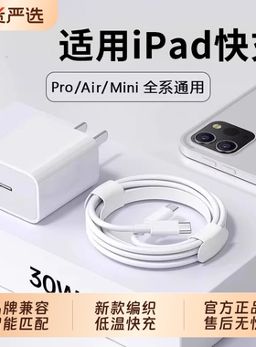 【官方正品】适用苹果iPadPro充电器30W快充iPad快充头iPadPro平板11/12.9寸闪充头mini6 Air5/4数据线套装