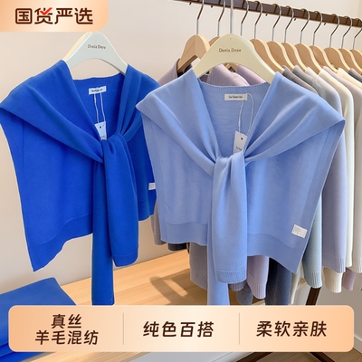 韩版坎肩春秋季短款针织小披肩女百搭围巾外搭毛线假领搭肩