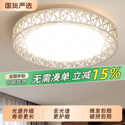 led吸顶灯圆形客厅灯简约现代大气家用阳台餐厅主卧室灯具鸟巢