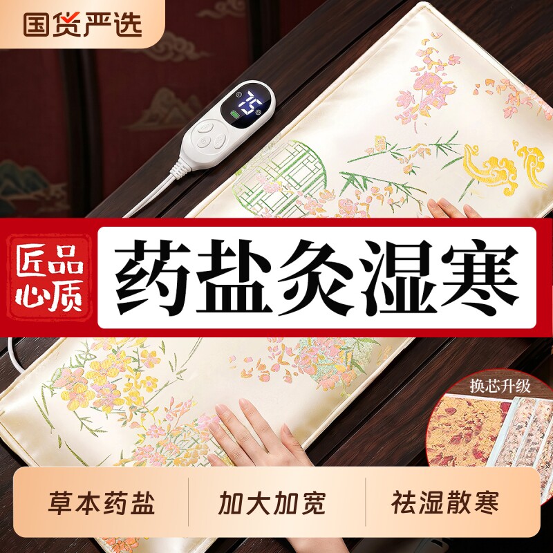 电加热盐袋热敷包海盐粗盐理疗袋子艾草艾灸肩颈肚子三伏天红花