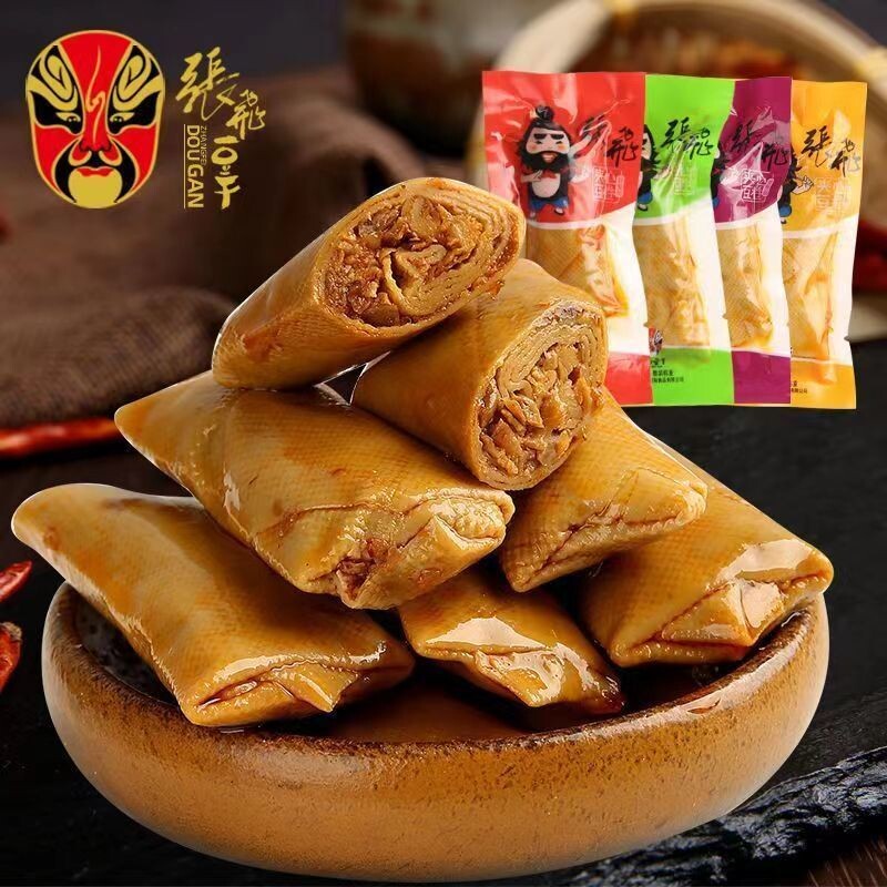 张飞豆卷香菇四川特产小吃五香豆皮卷小包装休闲小零食品麻辣夹心