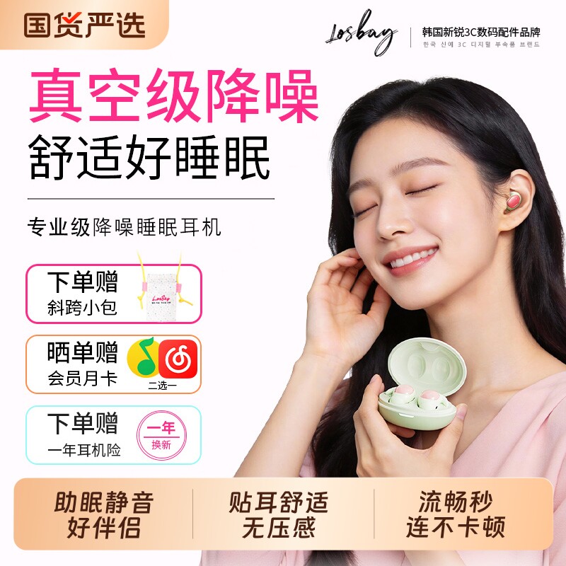 LosBay新款主动降噪可侧睡耳机无线蓝牙降噪睡眠专用睡觉政府补贴图片
