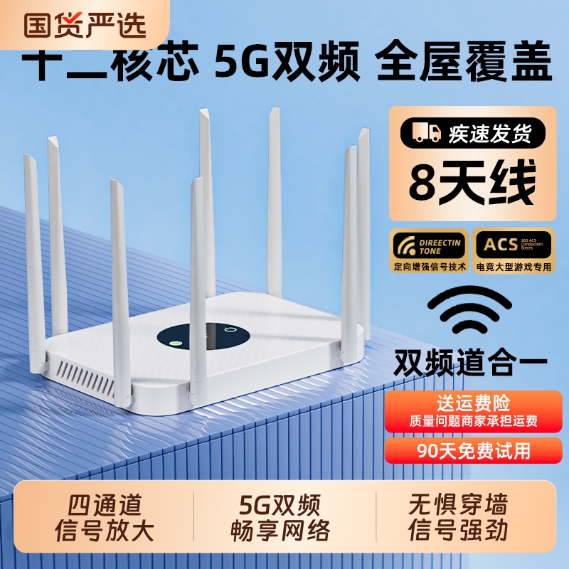 wifi千兆路由器家用高速覆盖全屋无线穿墙王2025新款wifi6千兆口宿舍小户型2.5g企业级千兆版5g端口大户型