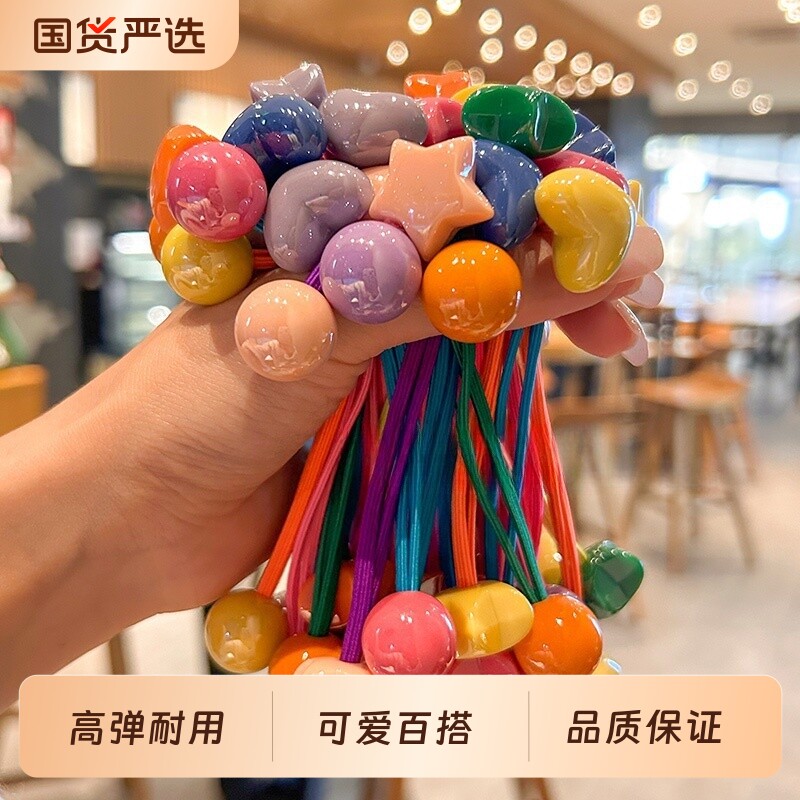 高弹力发绳女童扎头发橡皮筋耐用头饰发圈头绳丸子头马尾皮套糖果