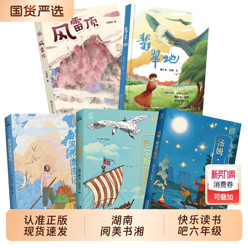 湖南阅美书湘六年级鲁滨孙漂流记名作精编版尼尔斯骑鹅旅行记汤姆索亚